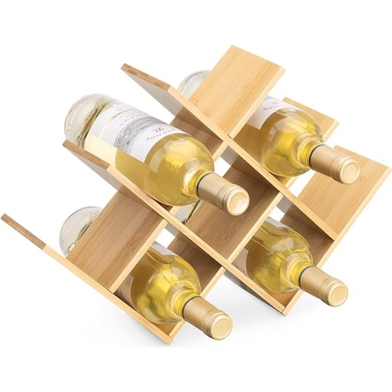 Navaris Wine Rack Bottle Rack Made of Bamboo – 43.5 x 10 x 29.5 cm Wooden Wine Bottle Holder – Holder Shelf Insert for Wine