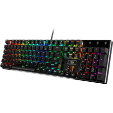 Redragon K556 Mechanical Gaming Keyboard, US Layout, 18 Mode RGB Lighting, Fully Programmable, All-Metal Panel, Ergonomic Keyboard, Black (Red Switch)