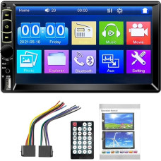 7 Inch Double DIN Car Audio Receiver, Compatible with Voice Control Carplay and Android Car, 7 Inch LCD HD Digital Multicolour Touchscreen MP5 Player, FM Radio, Music Player