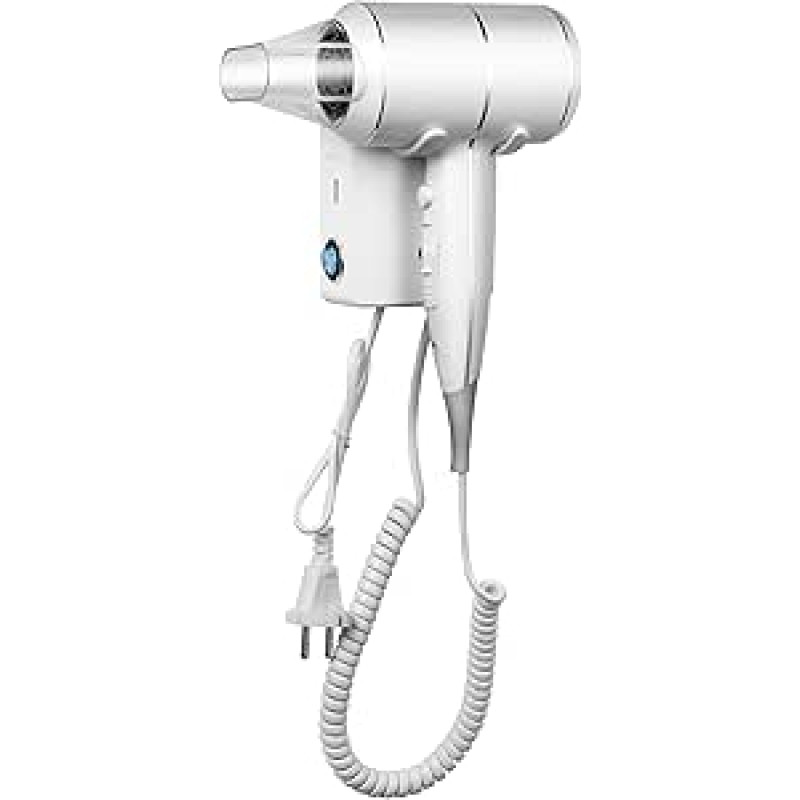 QL Hair Dryer Ion with Wall Mount and USB Socket, Hair Dryer with ThermoProtect Technology 2000 Watt, for Hotel House, White