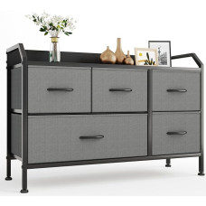 Chest of Drawers for Bedroom with 5 Extra Wide Fabric Drawers, Wardrobe Organiser Wardrobe, Dressers & Sideboards with Wooden Top, Long Storage Cabinet for Living Room, Hallway Furniture - Black