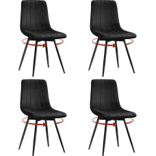 Klihome Dining Room Chairs, Set of 4, Rotatable, Velvet Kitchen Chairs, Dining Chairs with Backrest, Metal Legs, Padded Chairs for Dining Room, Kitchen, Ergonomic, Black