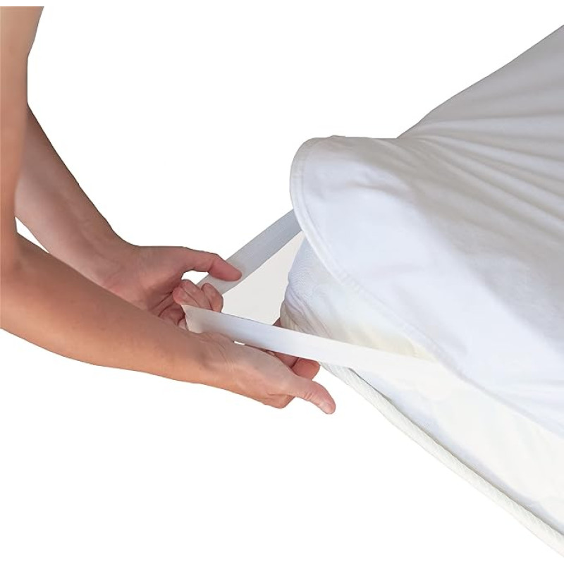 Twillie - Waterproof Mattress Protector 120 x 200 cm with 4 Elastic Bands - Oeko Tex® - Breathable Jersey Mattress Topper - Crinkle-Free Mattress Protector - Ultra Thin, Ultra Strong, Ultra Soft White