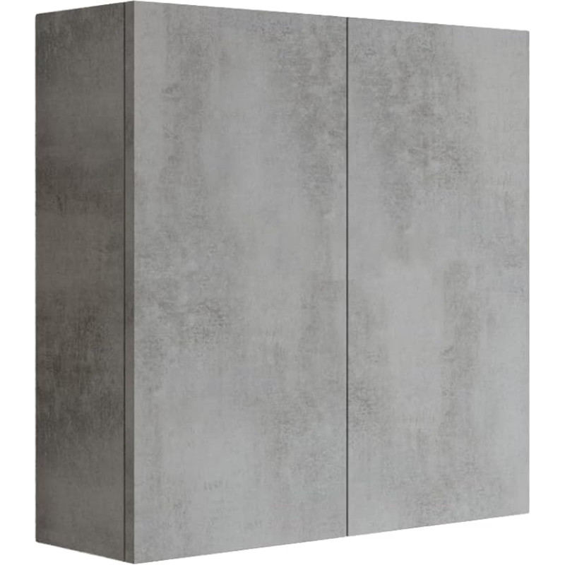 Mama Store Double ERA Wall Cabinet with 2 Doors and Push and Pull Opening System, Laminated, L 68 x D 22 x H 71 cm, Wood, Concrete Grey, P