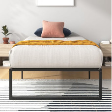 ZINUS Lorelai Metal Platform Bed, 36 cm, Steel Slatted Frame, Under Bed Storage Space, Easy Assembly, 100 x 200 cm, Black