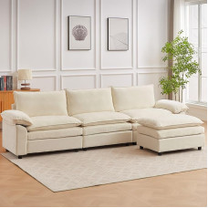 JIEXI Sofa with Sleep Function, Sofas and Couchs, Modular Corner Sofa, Living Landscape U Shape, L Shape Corner Sofa, for Couch, Living Room, Bedroom, Office, Flat, Chenille Fabric, 288 x 132 cm