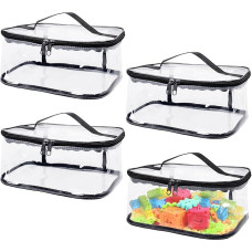 Transparent Toy Storage Bags, PVC Organization Bags with Zipper, Toy Bags for Kids, Reusable Waterproof Toy Bags with Handle for Building Blocks, Puzzle