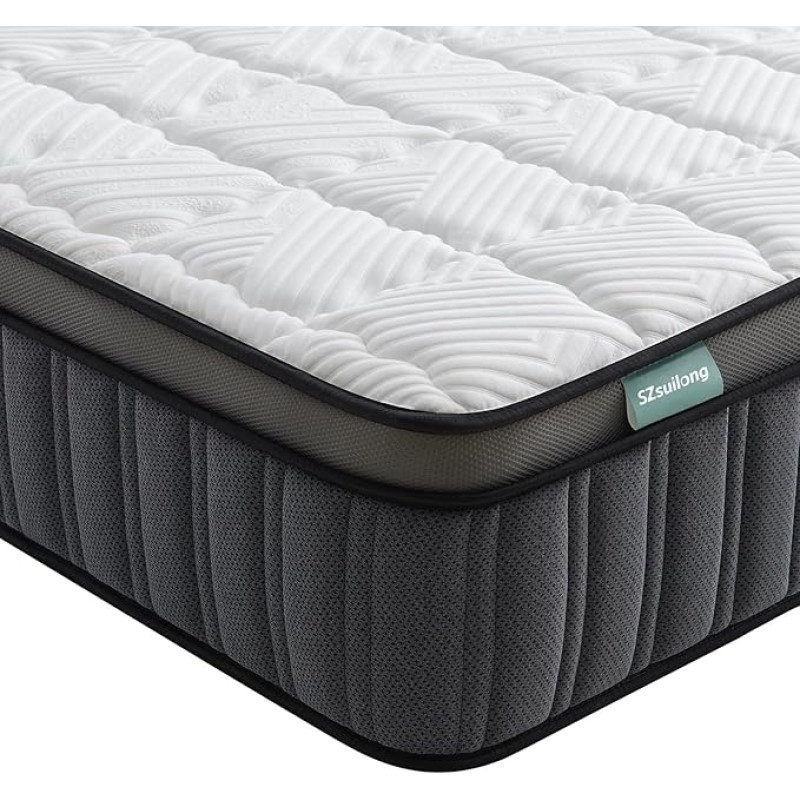 SZsuilong Mattress 180 x 200 cm H3 Height 25 cm 7-Zone Spring Mattress with Oeko-Tex Certified Orthopaedic Pocket Spring Mattress with Foam 100 Nights Trial Sleep
