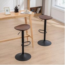 Kidol & Shellder Bar Stool Brown Solid Wood Height Adjustable 360° Rotatable Sturdy Metal Frame Easy to Assemble Industrial Modern Home Kitchen Counter