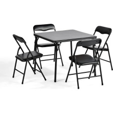 HOMYLIN 5 Pack Folding Table and Chairs Set for Kids, Portable Lightweight Kids Activity Set, 4 Black Chairs (29 x 27 x 53 cm) and Blue Table (61 x 61 x 51 cm)