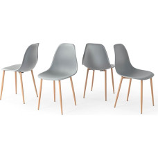 FurnitureR Set of 4 Dining Room Chairs, Modern Kitchen Chairs with PP Seat and Metal Legs for Dining Room, Living Room, Bedroom, Kitchen, Grey