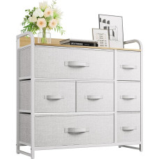 YITAHOME Chest of Drawers with 7 Drawers, Cupboard, Fabric Drawers with Handles, Metal Frame, Durable, Light Grey