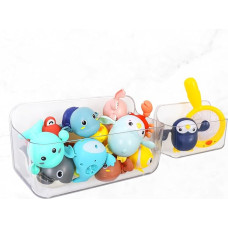 2 Stück Badespielzeug-Aufbewahrung, großes Fassungsvermögen, durchsichtiger Badespielzeughalter, Wandmontage, Kinder-Badewannen-Spielzeug-Organizer und selbstklebender Duschkorb mit Haken, kein Bohren