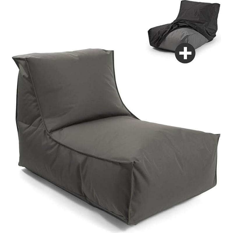 mokebo® Outdoor Bean Bag with Protective Cover 'The Sundowner', Bean Bag, Floor Cushion, Anthracite, Relaxing Lounger Children and Adults, Seat Cushion with EPS Beads Filling, Weatherproof and