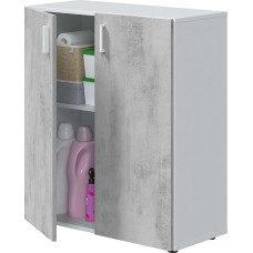 Habitdesign Multipurpose Low Cabinet with 2 White and Cement Doors 80 x 92 x 37 cm