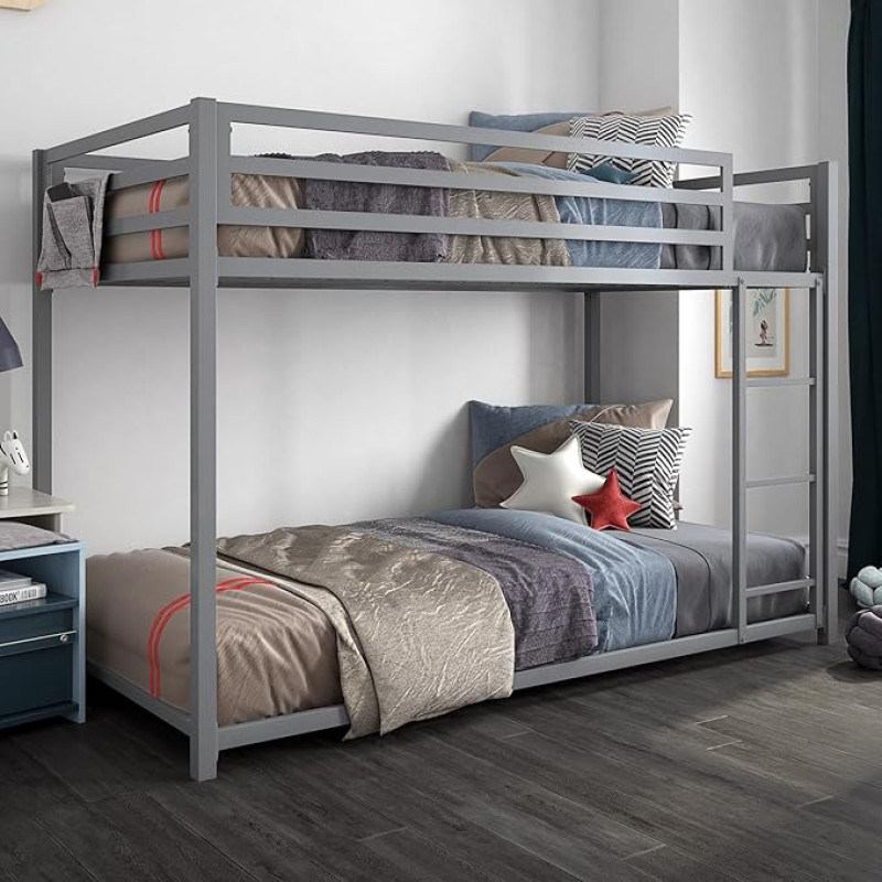 DHP Miles Metal Bunk Bed Silver Single/Single