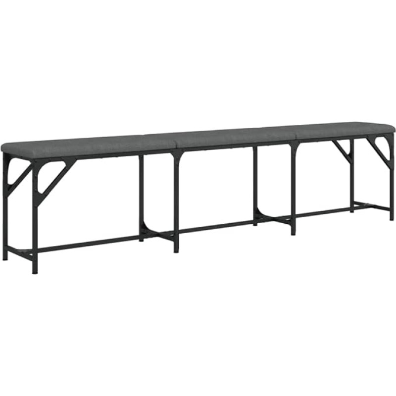 vidaXL Dining Bench, Bench with Padded Seat Cushion, Upholstered Bench for Dining Room, Hallway, Kitchen Bench, Dining Room Furniture, Dark Grey Steel Fabric