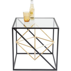 Kare Design Side Table Prisma Gold, Elegant Glass Coffee Table with Metal Struts, Coffee Table, Living Room, Sofa Table, Bedside Table, 45 x 45 x 45 cm (H x W x D)