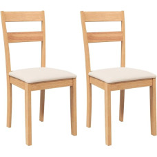 vidaXL Dining Room Chairs with Cushions 2 Pieces Natural Solid Wood Rubber Tree Kitchen Chair Side Chair Dining Chair Living Room Chair Restaurant Chair