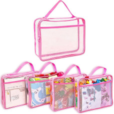 Toy Storage Bags with Zipper for Kids, Large PVC Storage Bags with Mesh Side Pockets for Puzzle, Clay, Books, Small Models and Mini Plush Toys. 9