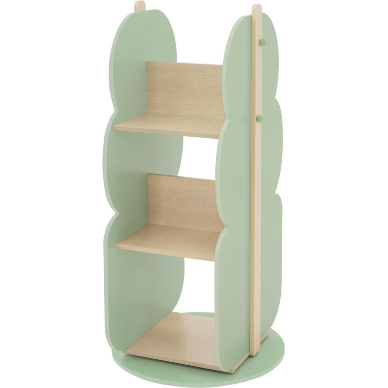 Joyz Children's Bookcase, Tree Shape, Diameter 48 x 96 cm, Natural Green, 2-Sided Children's Shelf Made of Wood with 5 Shelves, Children's Room Shelf, 360° Rotatable, Storage Shelf for Children, Toy