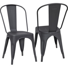 H JINHUI Zweiteiliger Esszimmerstühle aus Metall, stapelbarer Küchenstuhl im Industrie-Stil mit Rückenlehne für Bistros, Restaurants und Terrassen im Innen- und Außenbereich (Sitzfläche aus Eisen)