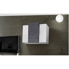 Dmora Wall Cabinet Made in Italy with 3 Doors, Hanging Living Room Furniture, 90 x 38 x 66 cm, Glossy White and Ash Grey