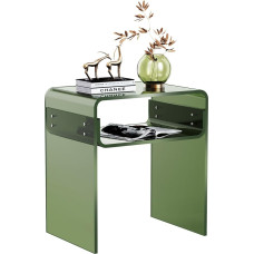 solaround Acrylic Side Table Bedside Table Transparent U Shape Table for Bedroom Living Room 40 x 30 x 50 cm (Green)