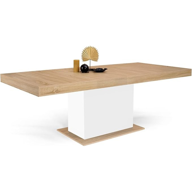 IDMarket - Eden Extendable Rectangular Dining Table for 6-10 People Wood and White 160-200cm