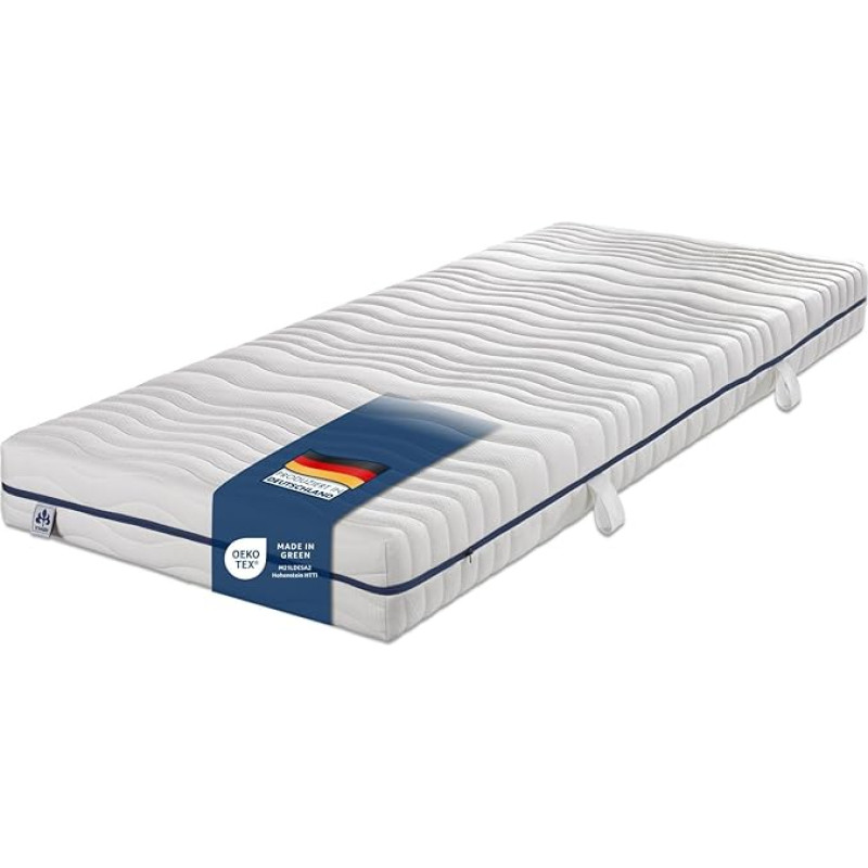 Irisette Stella Orthopaedic 7-Zone Barrel Pocket Spring Mattress, Hardness 3 (Medium Firm), 90 x 200 cm, Oeko-Tex Certified, Made in Germany