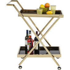 Kare Designer Casino Serving Trolley, Elegant Serving Trolley, Modern, Side Table on Wheels, Kitchen Trolley, Trolley, Transport Trolley, Gold/Black, 89 x 76 x 50 cm