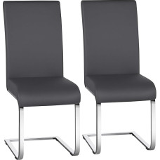Yaheetech Set of 2 Dining Room Chairs, Rocking Chairs, Cantilever Chairs, 135 kg Load Capacity, Dark Grey, Faux Leather