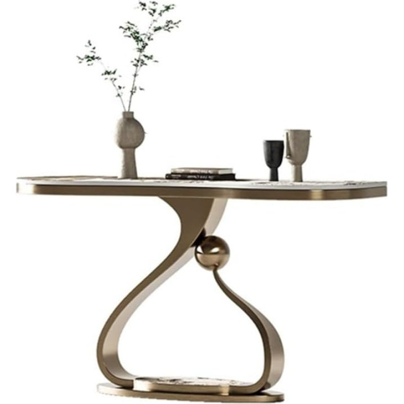 Vickyliou Entrance Table, Modern Geometric Console Table, Faux Marble Sofa and Accent for the Entrance Area, Console Table with Storage (M)