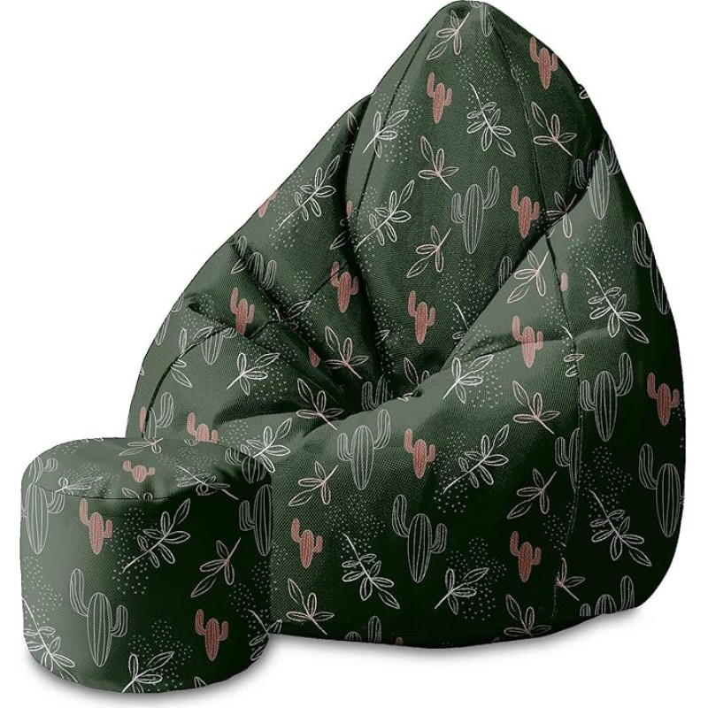 DreamRoots Bean Bag 80 x 80 x 120 cm - Bean Bag with Backrest and Stool and Cover - Seat Cushion Base - Chill Bubibag - Bean Bag with Filling - Adults with Filling M-Dark Blum2