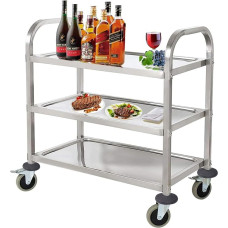 3 Tier Stainless Steel Kitchen Trolley Storage Trolley Catering Trolley Serving Trolley 72 x 40 x 82 cm Utility Trolley with Locking Wheels Kitchen Trolley Trolley on Wheels