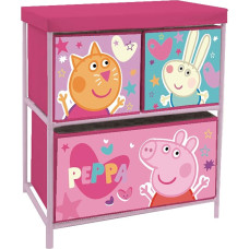 ARDITEX Peppa Pig Children's Shelving Unit with 3 Fabric Boxes for Books, Toys, Balls, Clothes, Shoes, 53 x 30 x 60 cm