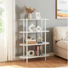 [en.casa] Øvre Bookcase with 4 Shelves 108 x 80 x 30 cm White