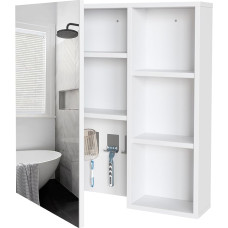 Mondeer Bathroom Cabinet with Mirror, Mirror Cabinet, Bathroom Wall Mounted with Toothbrush Holder and Adjustable Shelves, Ventilation Design, 65 x 15 x 65 cm, White