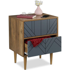 Relaxdays Cabinet with 2 Drawers, Living Room & Bedroom, Sideboard, HBT 59.5 x 48 x 39.5 cm, Modern Chest of Drawers, Brown/Grey