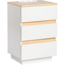 LEADZM Bedside Table with Charging Function and USB Ports, Side Table with 3 Drawers, for Bedroom, Living Room, 38 x 32 x 56 cm (1, 3 Drawers with Charging Station)