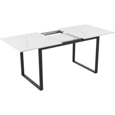 Merax Expandable Dining Table Rectangular Industrial Style Dining Table Home Office Dining Table Marble + Black