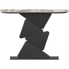 Moderner Eingangstisch, 99,8 cm, Steinplatte, Konsole mit Metallsockel, stilvoller Sofatisch für Wohnzimmer, Flur, schwarze dekorative Möbel