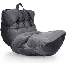 Aiire Relaxo XXL Bean Bag for Cuddly Corner, Bean Bag Design Made of Velvet Fabric with Filling, Giant Bean Bags Adults, Seat Bag, Fluffy Floor Cushion, Coarse Floor Chair, Floor Chair, Grey