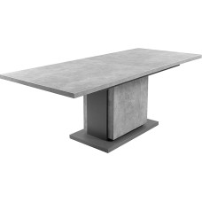 byLIVING Britta Column Table, Dining Table, Extendable Kitchen Table with Synchronous Extension in Concrete Look, Anthracite, Wood Material, Grey, 160-215 x 90, H 75 cm