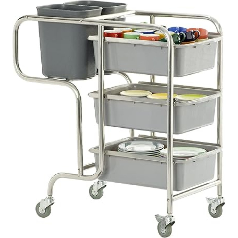 Saro Claire clearing trolley, metal, silver, 58 x 106 x 100 cm