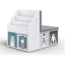 Vicco Onix Children's Shelf Unit with Bench Seat & 6 Folding Storage Boxes, Children's Bench Seat with Storage