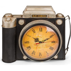 MIJOMA Retro Camera Key Cabinet with Clock - Vintage Camera Design, Metal, Approx. 23 x 8.5 x 29 cm, Retro Wall Decor