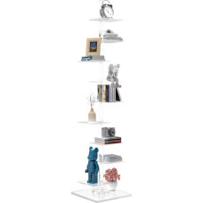 Nynelly Acrylic Bookcase, Floorstanding, 9 Levels, Height-Adjustable Book Tower Vertical, Narrow Bookcase, Standing Shelf for Storing Books, CDs, for Living Room, Office, Bedroom
