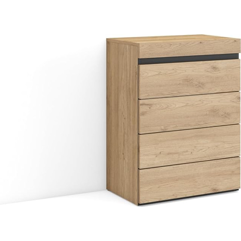 Skraut Home Chest of Drawers with Drawers Storage Cabinet 57 x 75 x 35 cm for Bedroom, Room, Sideboard, Cupboard, Modern Style, Oak