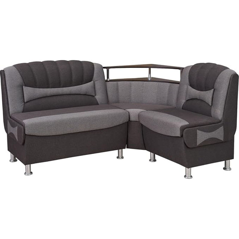 Rodnik Samba New Corner Bench Grey with Shelf and Storage Space, Upholstered Bench, Chest Bench 164 x 128 cm